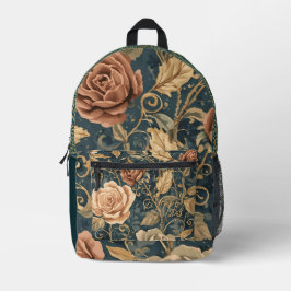 Luxury, Vintage,Garden of Roses, Blue Background  Bedruckter Rucksack