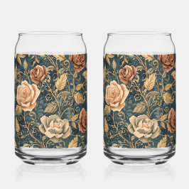 Luxury, Vintage,Garden of Roses, Blue Background Dosenglas