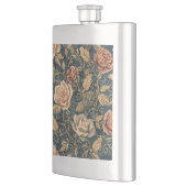 Luxury, Vintage,Garden of Roses, Blue Background Flachmann (Links)