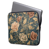 Luxury, Vintage Garden of Roses, Blue Background Laptopschutzhülle (Vorderseite Links)