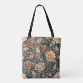 Luxury, Vintage Garden of Roses, Blue Background Tasche (Rückseite)