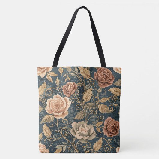 Luxury, Vintage,Garden of Roses, Blue Background Tasche (Vorderseite)