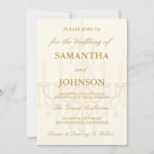 Luxury Vintage Ivory Ballroom Wedding Invite Einladung (Vorderseite)