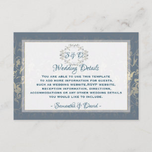 Luxury Vintage Wedding Empfang Details Card Begleitkarte