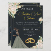 Luxury Wedding Invitation Black and Gold Einladung (Vorne/Hinten)