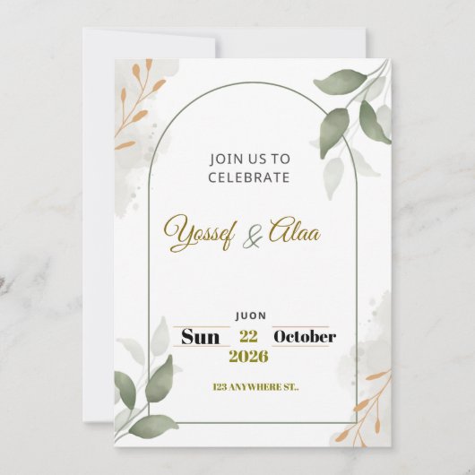Luxury Wedding Invitation | Gold Accents | Modern  Feiertagskarte (Vorderseite)