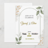 Luxury Wedding Invitation | Gold Accents | Modern  Feiertagskarte (Vorne/Hinten)