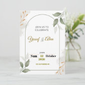 Luxury Wedding Invitation | Gold Accents | Modern  Feiertagskarte (Stehend Vorderseite)