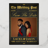 Luxury Wedding Newspaper Save the Date Foil Invita Folieneinladung (Vorderseite)