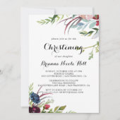 Luxury Whimsical Boho Floral Christening Einladung (Vorderseite)