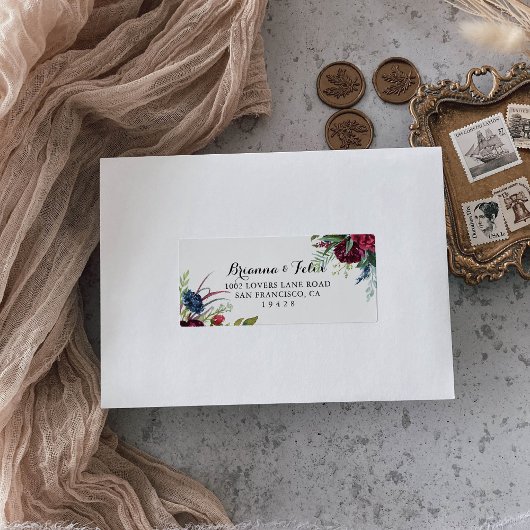 Luxury Whimsical Boho Floral Wedding RSVP Adresse Adressaufkleber