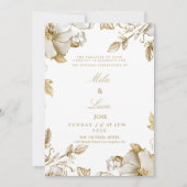 Luxury white and gold floral Wedding Einladung (Vorderseite)