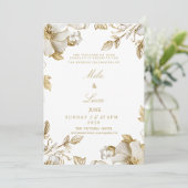 Luxury white and gold floral Wedding Einladung (Stehend Vorderseite)