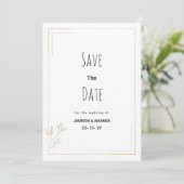 Luxury white gold geometric floral Save The Date Einladung (Stehend Vorderseite)