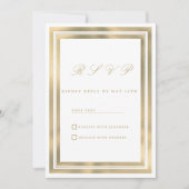 Luxury white gold geometric frame RSVP Einladung (Vorderseite)