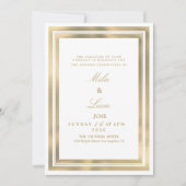 Luxury white gold geometric frame Wedding Einladung (Vorderseite)