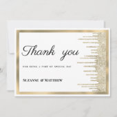 Luxury white gold glitter drips Thank You Einladung (Vorderseite)