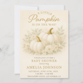 Luxury White & Gold Pumpkin Baby Shower Invitation Einladung (Vorderseite)