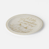 Luxury White & Gold Pumpkin Baby Shower Paper Plat Pappteller (Schrägansicht)