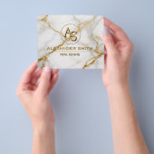 Luxury White Marble Gold Monogram Real Estate Flyer (Gruppe)