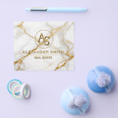 Luxury White Marble Gold Monogram Real Estate Flyer (Einzeln)