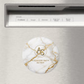 Luxury White Marble Gold Monogram Real Estate Magnet (In Situ (Geschirrspüler))