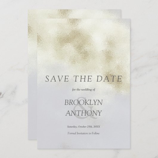 Luxury White Opal Save The Date (Vorne/Hinten)