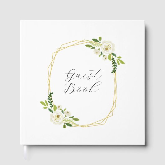 Luxury White Rose Floral Frame  Gästebuch (Vorderseite)