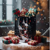 Luxury Winter Christmas Gift Bag Mittlere Geschenktüte