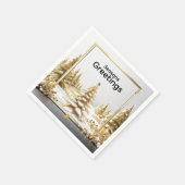 Luxury Winter Christmas Golden Snowy Forest Serviette (Ecke)