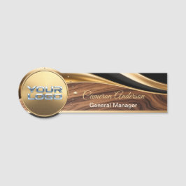 Luxury Wood Gold Dynamic Sweep Name Tag Namensschild