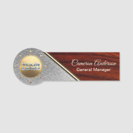Luxury Wood Silver Metal Name Tag Namensschild
