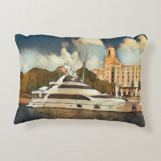Luxury Yacht Wall Art Coastal Harbor Scene Dekokissen