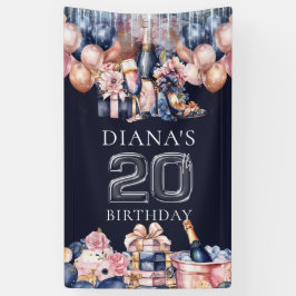Luxus 20. Geburtstag Personalisiert Champagner Hee Banner