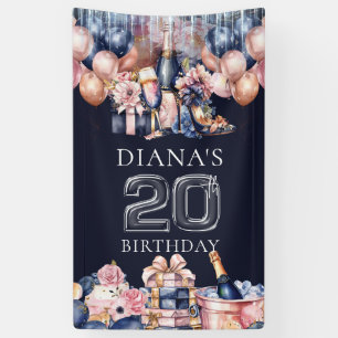 Luxus 20. Geburtstag Personalisiert Champagner Hee Banner