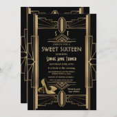 Luxus 20's Great Gold Art Deco SWEET 16 Einladung (Vorne/Hinten)