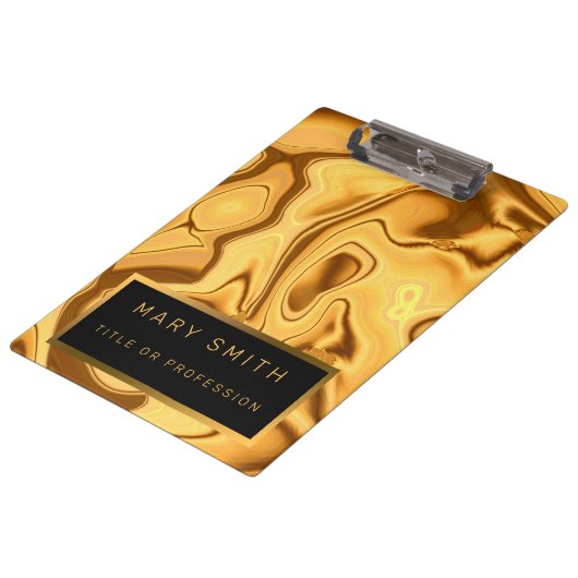 Luxus 2 in 1 Elegante Gold Marmor Business Card & Klemmbrett (Schrägansicht)