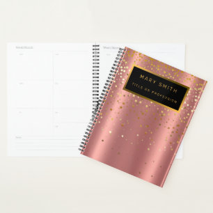 Luxus 2in1 Glitzer Gold Pink Star Business Card & Planer