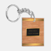Luxus 2in1 Gold Wood Moderne Business Card & Schlüsselanhänger (Vorderseite links)