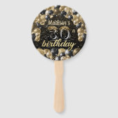 Luxus 30. Geburtstag Black Gold Foto Fächer (Vorderseite)