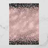 Luxus 35. Geburtstag Glitzer Rose Gold Schwarz Folieneinladung (Rückseite)