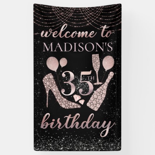 Luxus 35. Geburtstag Personalisiert Begrüßungszeic Banner (Vertikal)