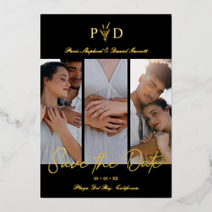 Luxus 3 Hochzeiten Fotos Collage Simple Branches Folieneinladung