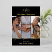 Luxus 3 Hochzeiten Fotos Collage Simple Branches Folieneinladung (Stehend vorne)