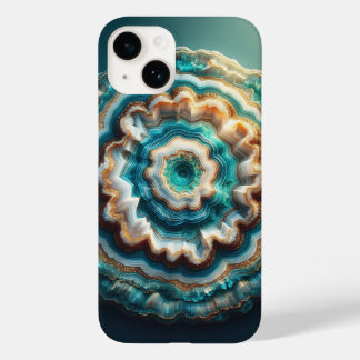 Luxus 3D-Geode geschnittene Achat-Teal und Gold-Dr Case-Mate iPhone 14 Hülle