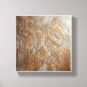 Luxus-3D-Geometrie-Relief-Kunst - Moderne Gold-Kun Leinwanddruck