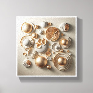 Luxus-3D-Geometrische Wandkunst - Abstrakt Gold un Leinwanddruck
