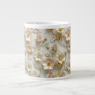 Luxus-3D-geprägter Blumen-Goldfolie-elegant Jumbo-Tasse