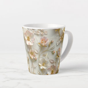 Luxus-3D-geprägter floraler Goldfolien-eleganter Milchtasse