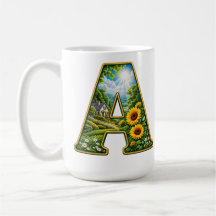 Luxus 3D Gold Buchstabe A Sonnenblume Cottage T-Sh